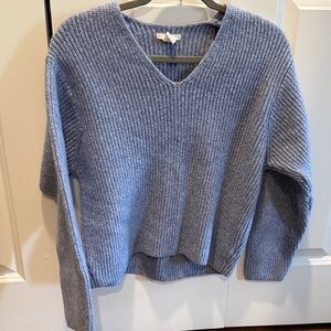 H&M Heathered Blue V-Neck Sweater
